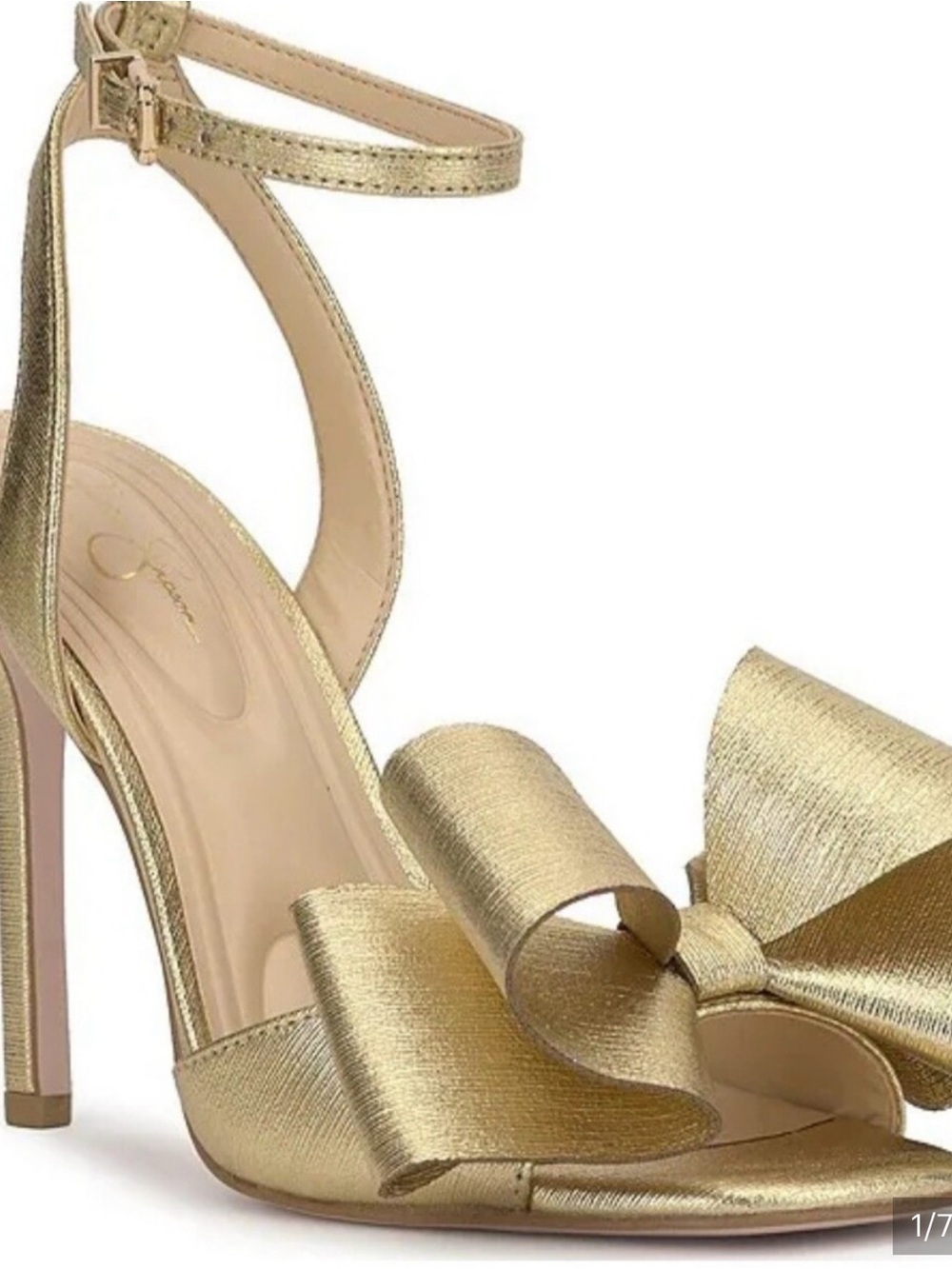 Jessica Simpson Olivine Metallic Gold Bow Stiletto Sandals
Size 9M